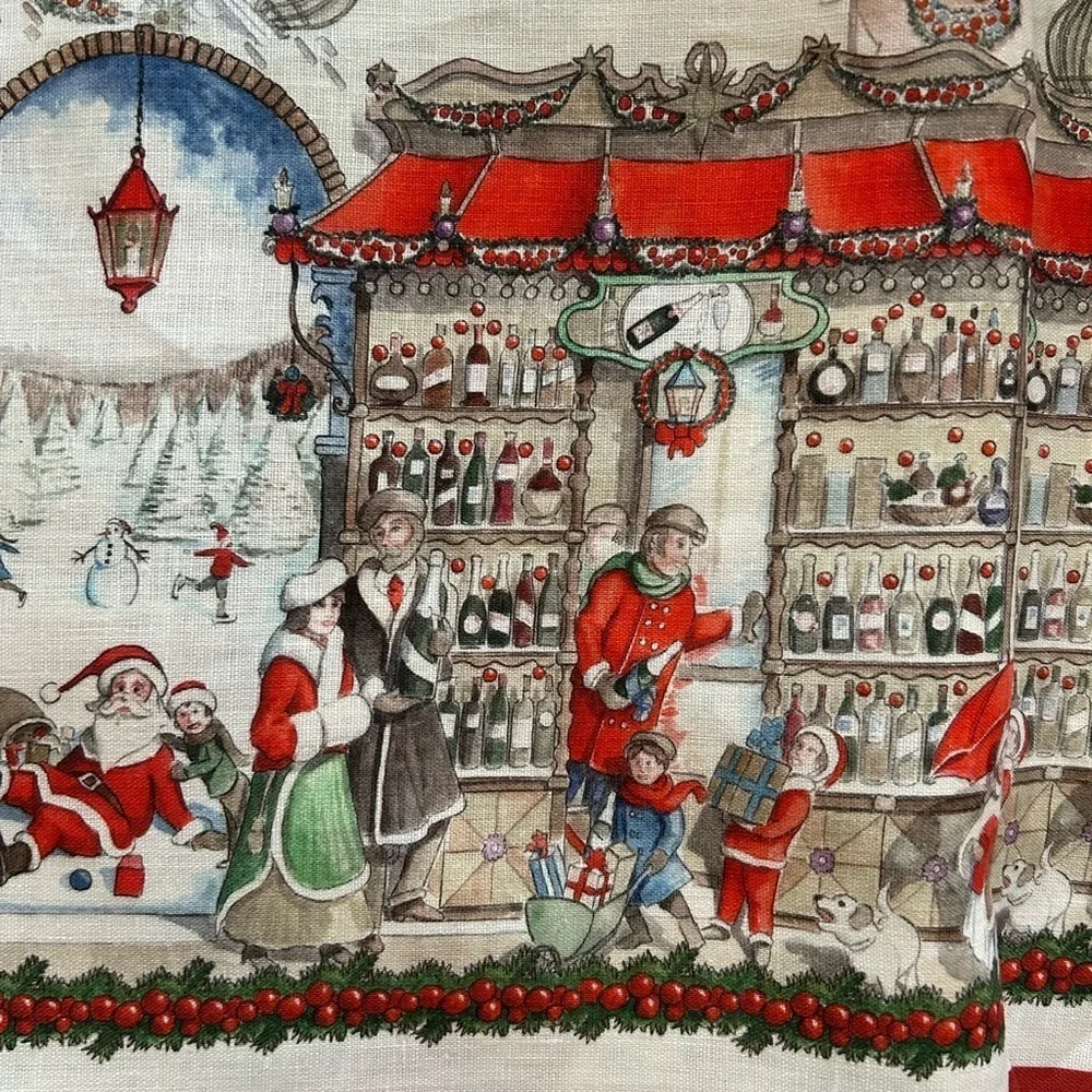 Tessitura Toscana Telerie Firenze 67”x 67” Italian Linen Christmas Tablecloth